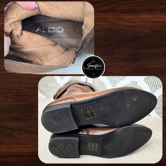 Aldo Women's Aoadien Cognac Low Heel Boots Size 8 - Picture 8 of 10